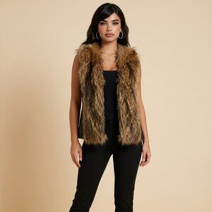 Adrienne Landau | Real Raccoon Fur & Leather Vest - small